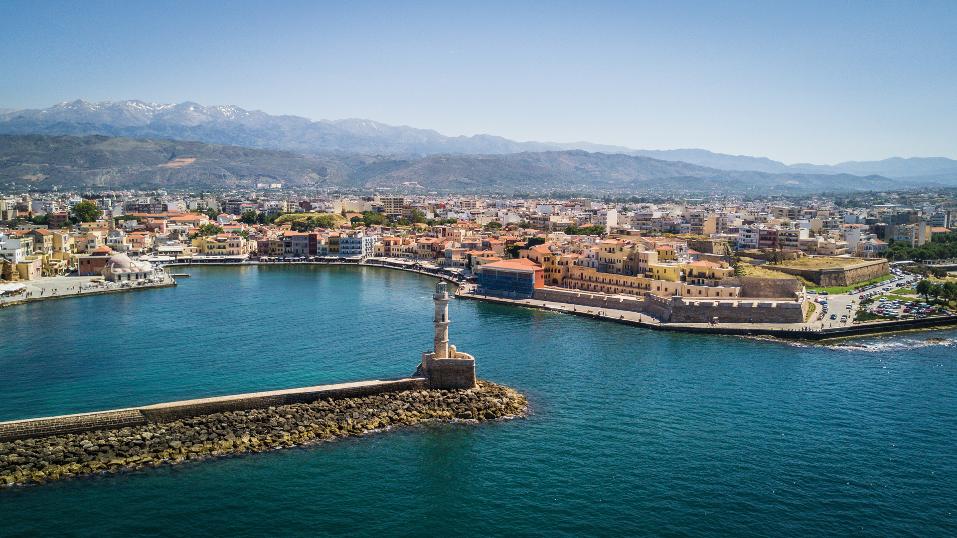 chania harbor aerial